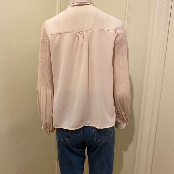 ZARA PLEATED BLOUSE TOP WITH BOW - Picture 7 of 7